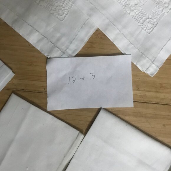 VTG White Cotton Tea Towel Lot #15 Intricate Embroidery 12 X12 Farmhouse Cottage - Picture 9 of 10